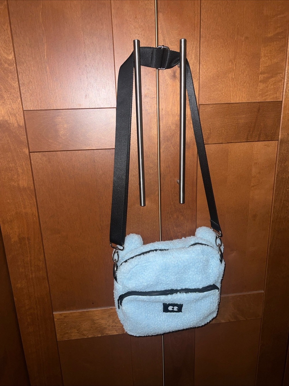 Lazy Oaf Fur Face Crossbody Blue Plush Bag 9x9 Preowned Excellent